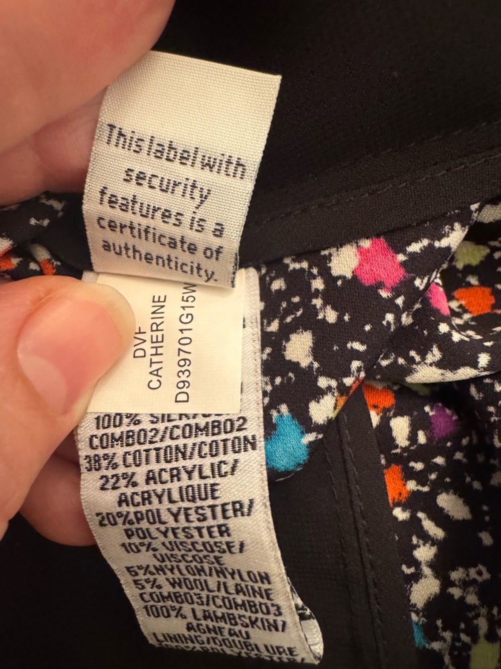 Diane Von Furstenberg Catherine Black Silk Dress with Multicolor Speckle Print - Picture 11 of 13